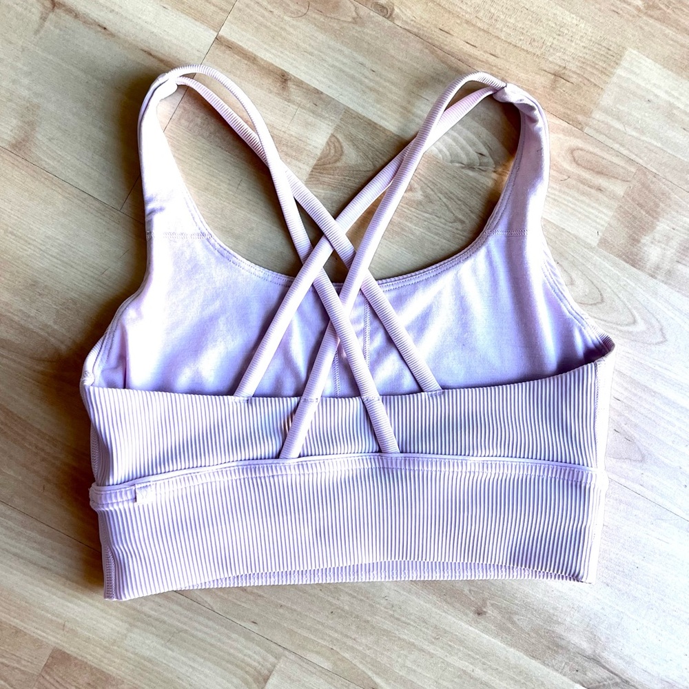 lululemon Energy Longline Ribbed Bra Medium Support, B-D Cups Meadowsweet Pink - Picture 2 of 5